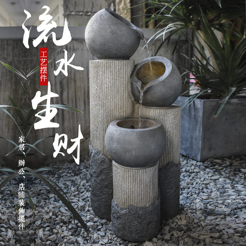 户外流水喷泉生财摆件陶罐阳台庭院花园落地循环水池景观家居装饰
