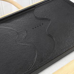 块高山瀑布天然乌石茶盘水家用简约现代客厅石盘排石金头单盘整石