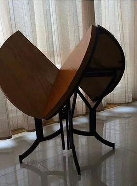 户LF7555H577家子铁艺圆形桌折叠实木桌小型用餐桌多功能伸缩圆桌