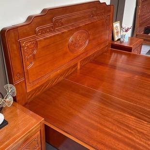 加粗加厚金花梨木全实木榫卯床双人主卧婚大床中式仿古菠萝格木床