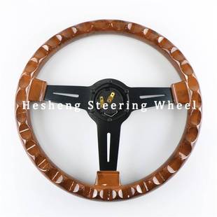 14寸防桃木改装方向盘 普桑捷达桑塔纳复古款改装通用快拆方向盘