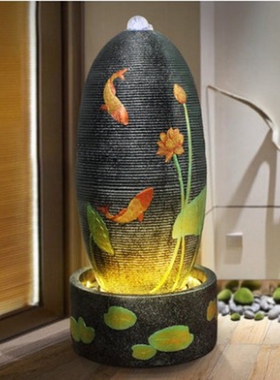 新款欧式酒店大堂店铺开业招财礼品流水喷泉招财落地家居玄关摆件