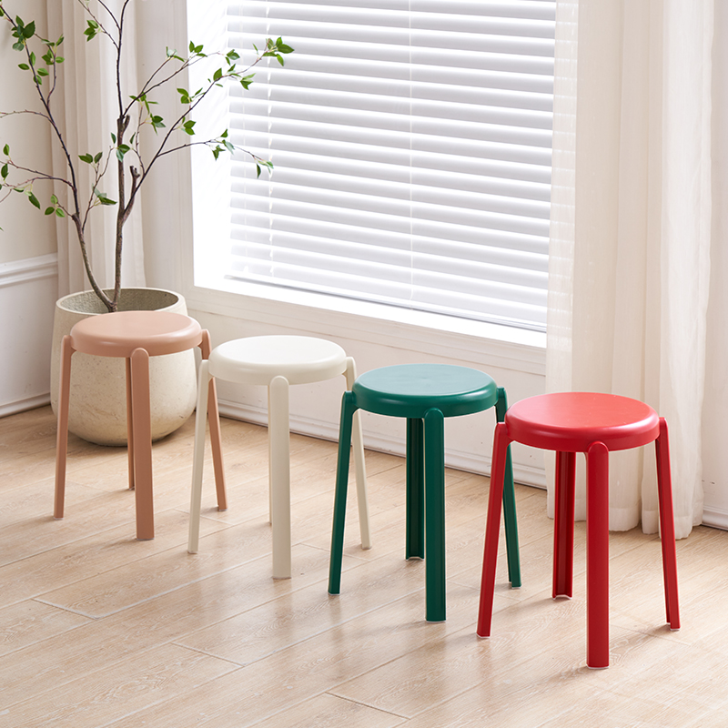 塑料家用加厚可叠放圆凳塑胶椅子现代简约客厅餐桌防滑高板凳