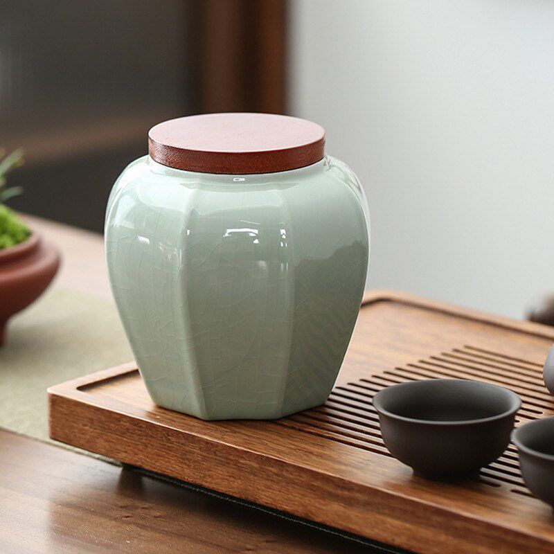 哥窑陶瓷茶叶罐密封防潮罐家用高档中式大号红茶绿茶罐普洱醒茶罐