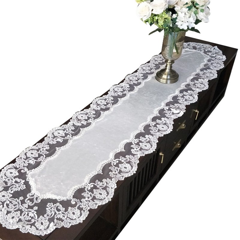 欧式绒布蕾丝桌布桌旗茶几餐桌梳妆台盖布电视柜防尘布餐垫床旗布