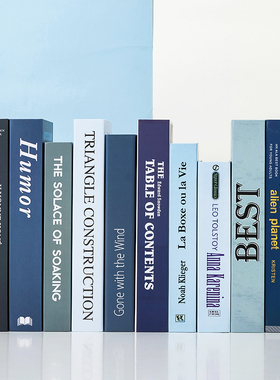 蓝色绿假书仿真书装饰品摆件客厅书房展厅摆设现代简约拍照道具书