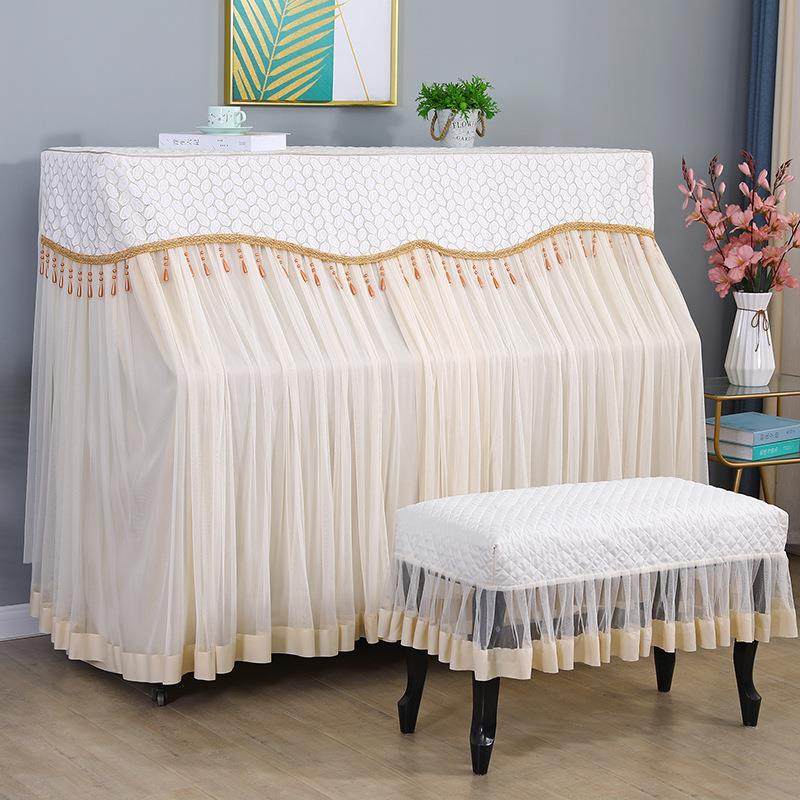 雅法式白色蕾丝钢琴典防尘罩全罩高奢档轻刚琴电凳罩子钢ZCS琴套