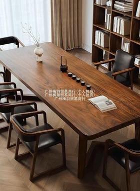 南美胡桃木客厅书桌餐桌家NJL用工作台学阅习板读长桌实大木茶桌