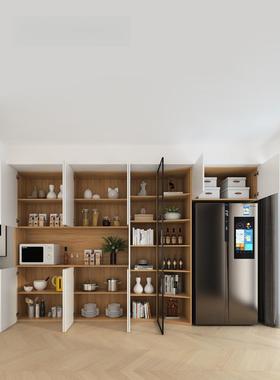 现代人简单嵌入式箱柜餐具柜集成冰墙高柜酒柜客门储UEM物厅柜