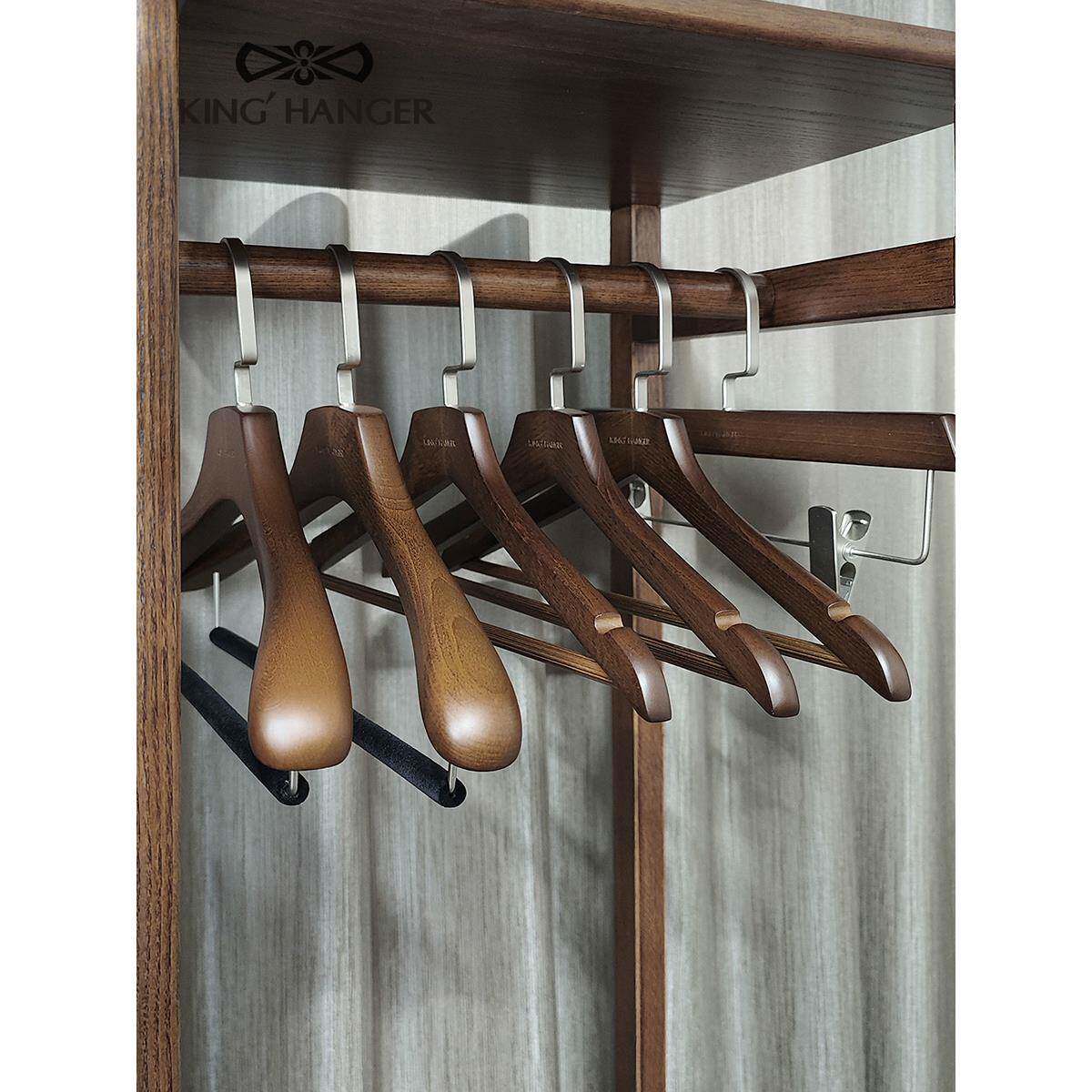 AL原木木衣架实子衣柜衣F77TSS880帽间木质复古挂1大衣无痕衣撑