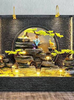 欧式型水幕墙流屏风水轮断BAQ喷泉摆件大落地水招财假山养鱼池隔