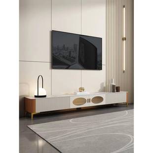 小户型合悬浮岩板M120电视柜茶几组简客厅约现代轻极简悬空电视地