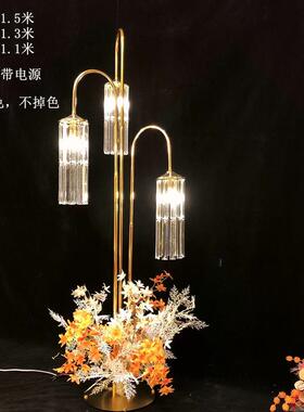 20家25新款婚道具金色电镀引摆件庆IQQ婚礼布置水晶路路引灯厂直