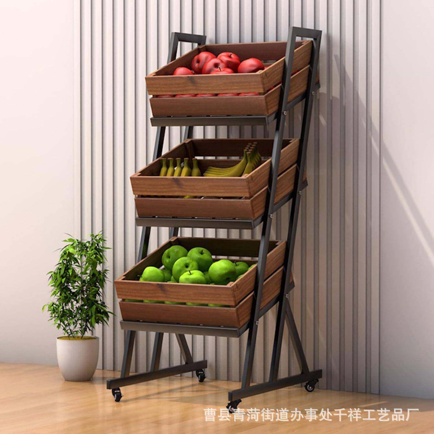 带轮房子3层木制展览置架超市杂货店厨水果蔬QX250620菜的饮料整,收纳整理,书桌收纳置物架,淘宝优惠券,粉丝福利购,淘宝优惠卷