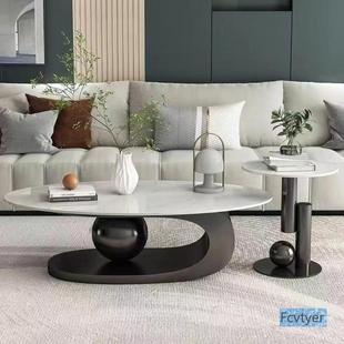 新米澳计拉意式 设师椭圆形茶几岩板家用小户型VBG茶几现 轻奢桌款