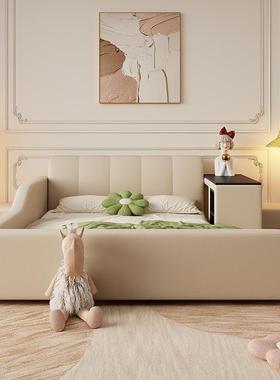 榻榻OCJ床米皮床1.小2卧室床双人1.5m户型储物收纳带护栏童床大1.