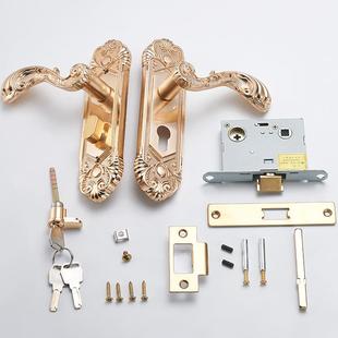 恒大静PVD金单舌音房5008木门门锁室内卧室家用通用型间房门锁具