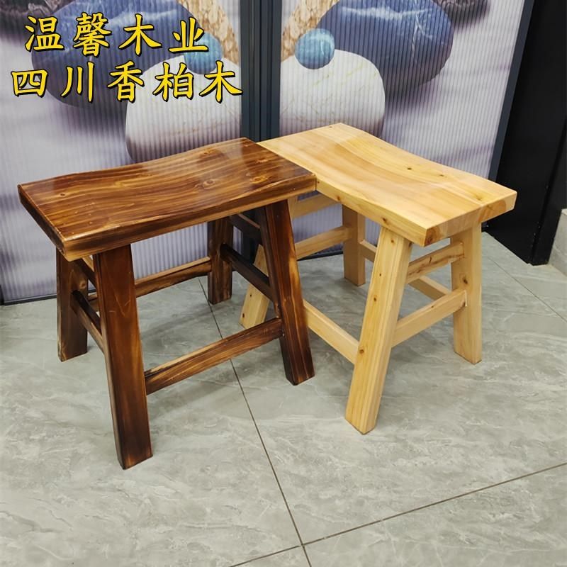 实木快餐桌椅烧烤小吃店面馆快餐店桌椅碳化木防腐马鞍凳实木凳子