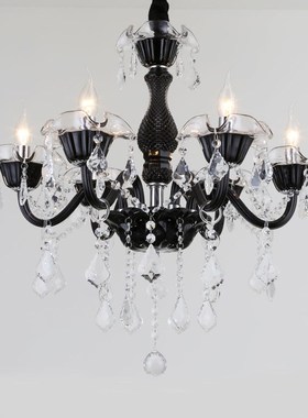 欧式客厅水晶吊灯黑色复古餐厅灯创意网咖漫咖啡厅酒吧led蜡烛灯
