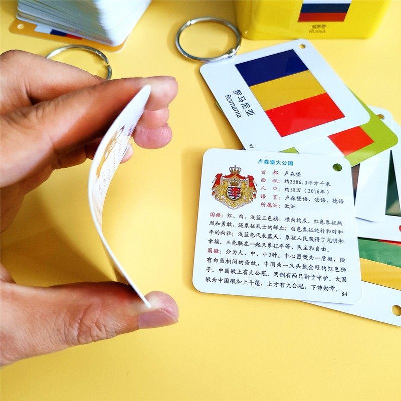 儿童认知国旗卡片幼儿园宝宝启蒙认知早教卡3-6岁幼儿撕不烂玩具