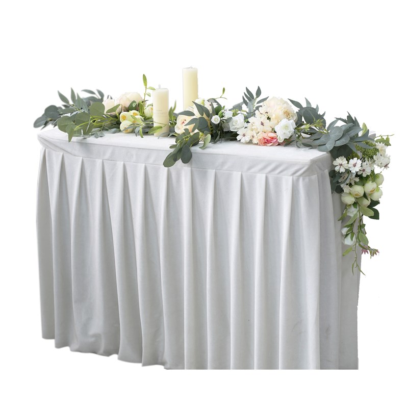 自然风餐桌植物摆花婚礼宴会自助餐厅长条桌花定制垂钓悬挂仿真花