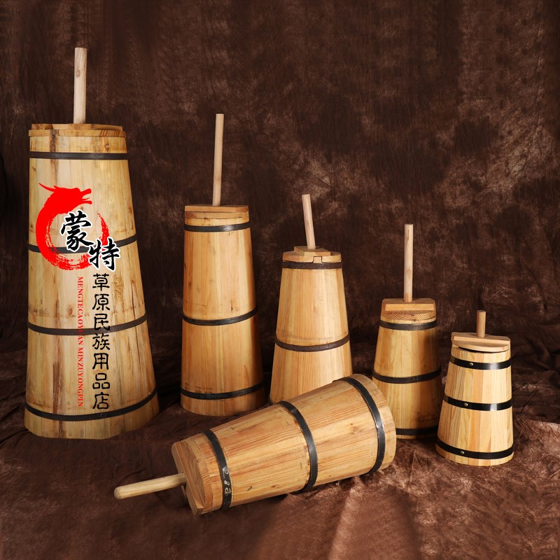 蒙古酸奶桶 蒙古包摆设木质大型酸奶桶拍摄道具摆件酸奶桶