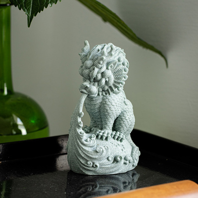 碌心 青砂石招财水神神兽摆件鱼缸造景 办公家居送礼创意桌面茶宠
