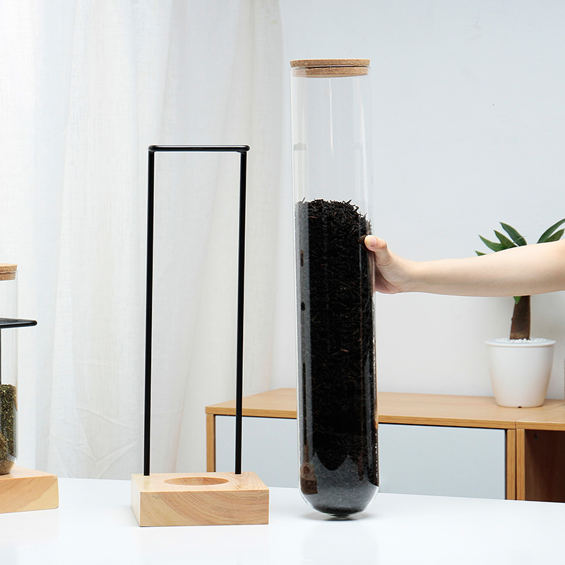皇茶喜茶玻璃试管奶茶店茶叶展示罐玻璃罐吧台茶叶展示架直筒带盖
