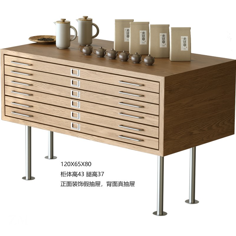 中岛台新派茶室泡茶台展示桌新式茶居茶叶展示柜中式商品陈列长桌