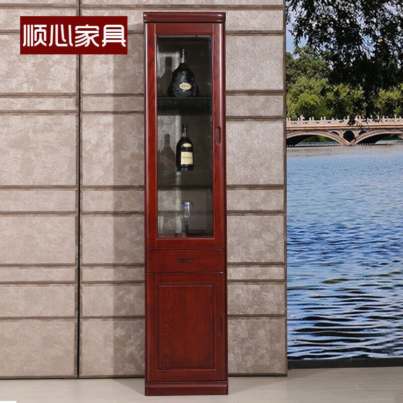 顺心家具门厅柜现代中式客厅酒柜玄关柜角柜隔断红色间厅柜水曲柳