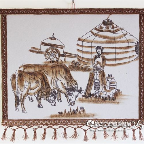 蒙古毡画 草原之家 内蒙古工艺品 少数民族特色挂画 蒙古包装饰画