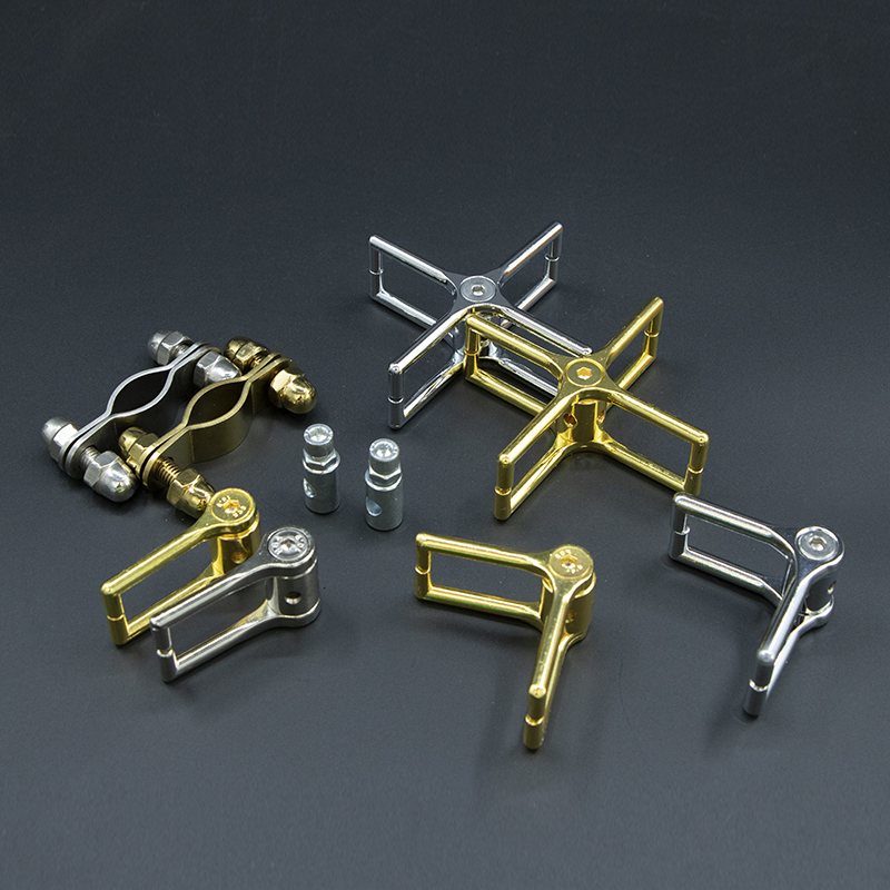 不锈钢水晶挂玻璃砖挂专用四爪固定扣配件隔断屏风金色银色电镀