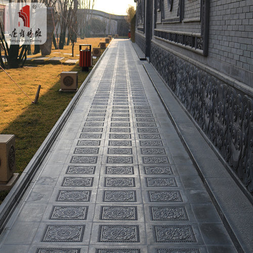 唐语砖雕仿古青砖 中式墙砖地砖防滑砖广场古建老青砖唐莲40*40cm