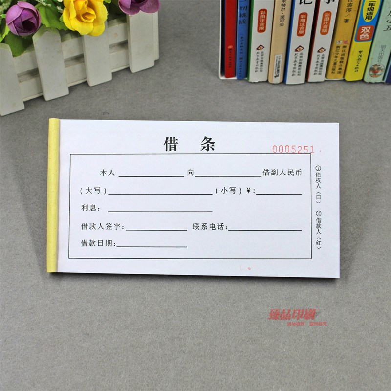 私人正规借钱借条简单个人借款条通用民间借款单二联借款单据定制