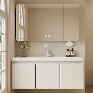 法式不锈钢浴室柜陶瓷一体海洋盆洗手盆柜组合洗漱台洗脸盆卫生间