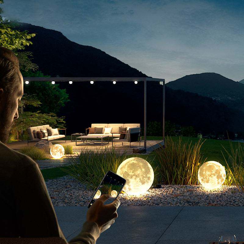 led户外圆球吊灯防水花园别墅凉亭景观月球挂灯灯球太阳能充电