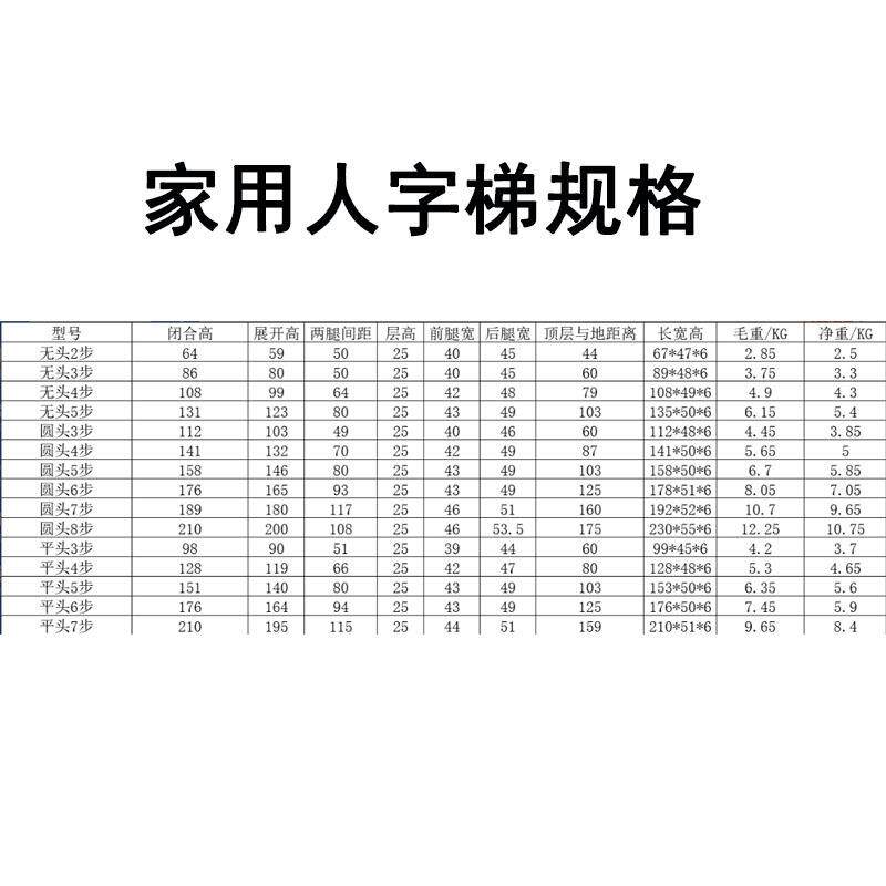 登折叠人字梯可家用步收缩伸缩多功能室内楼梯加厚高步高轻便平头