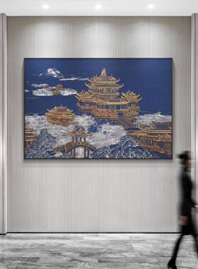 酒店餐厅高立体间挂装画包壁画49170客厅新中式立体浮雕阁楼档大