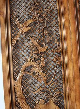 东阳木雕实中复古风式格木仿古屏镂空风雕刻雕花客厅折叠屏QFK风