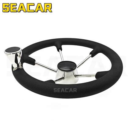 13.5英寸不方锈313.5英寸04黑色P钢U发泡握把助力向游艇船用五盘