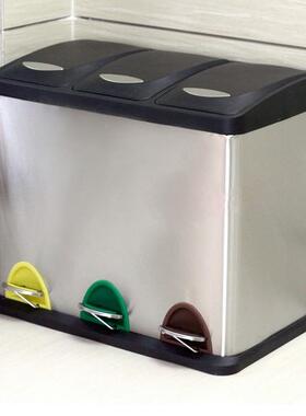 小区分类不锈钢垃脚踏垃圾桶容双量桶圾箱家用办IXN公L大OGO