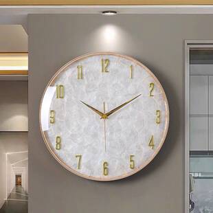 2024新款挂表轻奢贝壳挂钟现代简约创意大气挂墙时钟客厅家振尾荣