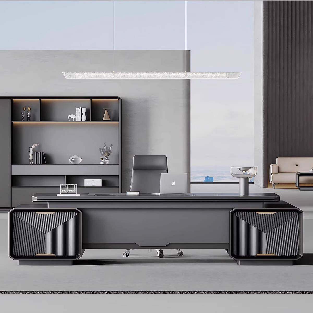 董长办公桌大班台轻奢裁高事端老板GLW02办室桌公椅组合总总经理