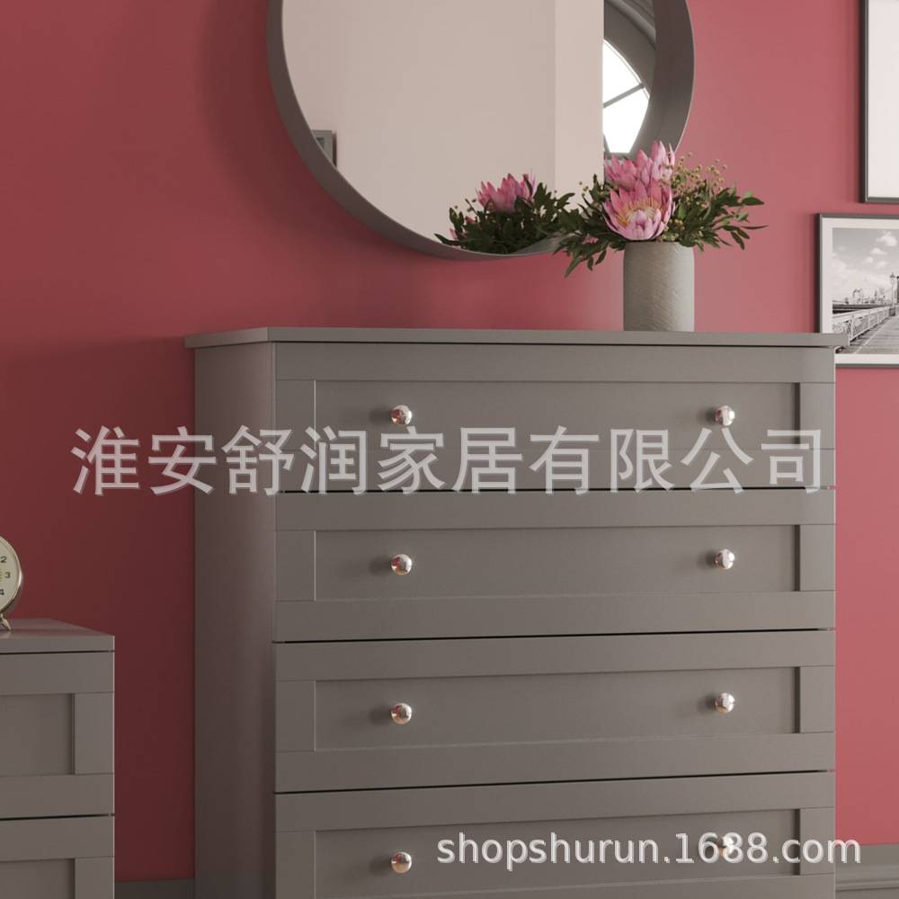 卧室家具组合婚房套装木质灰色单人床5件套4件储物柜全屋成套家具