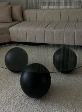 2025新款钢25269化玻璃奶油风腰果茶简几小户型创意厅约客形泡茶