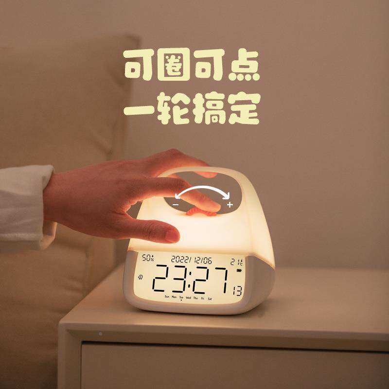 货款手提闹钟台249灯带灯温度湿度时钟桌面学习厂欧式带电子钟新