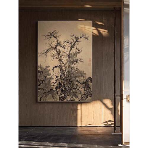 茶室书房JXM意境古画挂酒店廊过道壁画新式竹报平画安走玄关装中