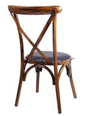 创意铁艺叠叉椅子热转背印交叉椅刷木纹HM-JXB11油漆铁堆皮椅轻量