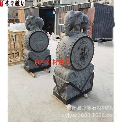石雕狮子对门墩抱鼓石一青石汉白玉251205仿貅古大象麒墩麟貔石门