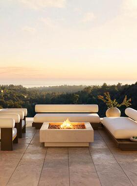 户外沙发庭院阳台木沙发铝合户金外柚花园高端设计具YJN实木家组